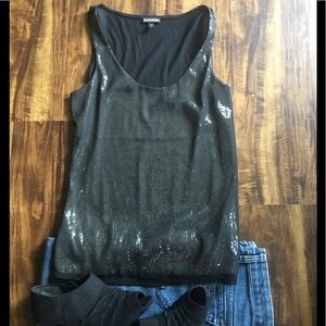 Express Black Sequin Tank/Shell